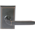 Emtek Milano Brass Door Handle in Oil Rubbed Bronze with Rectangular rosette