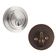 Emtek Modern Brass Deadbolt Door Lock in Satin Nickel and Oil Rubbed Bronze