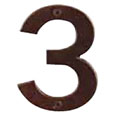 Emtek 6-inch Bronze "3" Address Number in Deep Burgundy