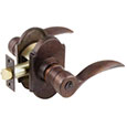 Emtek Durango Bronze Keyed Door Lever Lock Set in Deep Burgundy with Style #1 rosette