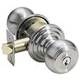 Emtek Waverly Brass Keyed Door Knob Lock Set in Polished Chrome with Regular rosette