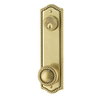 Emtek Rope 9 5 8 Keyed Brass Door Handle Plate Shop