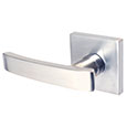 Emtek Geneva Brass Door Handle in Satin Nickel with Square rosette