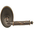 Emtek Ribbon & Reed Brass Door Handle in Oil Rubbed Bronze with Oval rosette