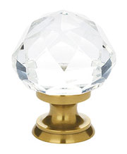 Emtek Diamond Crystal Cabinet Knob in Polished Brass