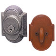 Emtek Style #1 Wrought Steel Deadbolt Door Lock in Satin Steel and Rust