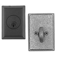Emtek Style #3 Wrought Steel Deadbolt Door Lock in Flat Black and Satin Steel