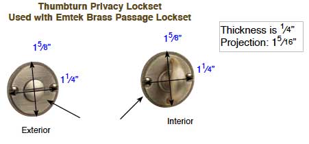 Emtek 828TP Thumbturn Privacy Lock Dimensions