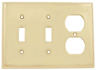 Emtek Colonial 2-Toggle/1-Duplex Brass Switchplate in PVD