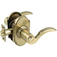 Emtek Cortina Brass Keyed Door Lever Lock Set in French Antique with Style #8 rosette