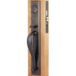 Emtek Rectangular Full-Length Bronze Mortise Door Lock Set in Medium Bronze