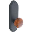 Emtek Style-#5 7-1/8" Wrought Steel Door Handle Plate in Flat Black with Brown Swirl knob